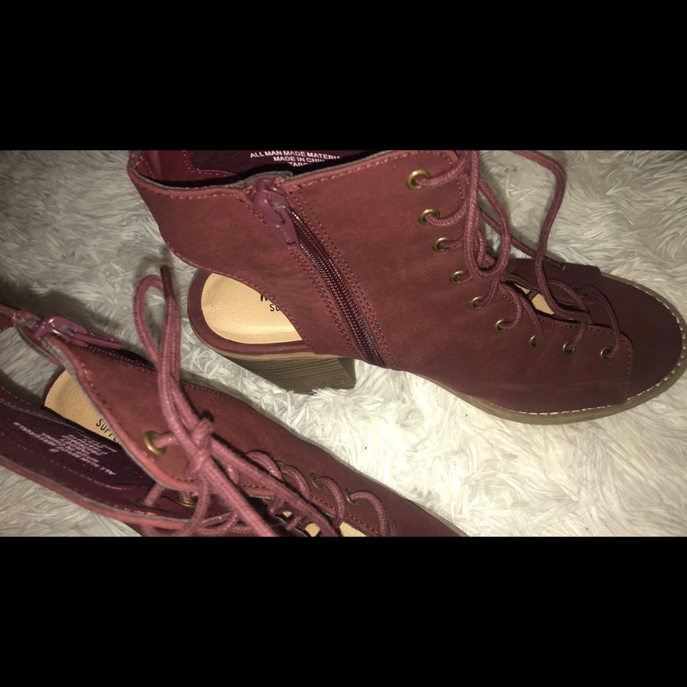 Red lace up heels